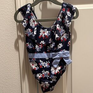 Janie and Jack Navy Floral One Piece Swimsuit